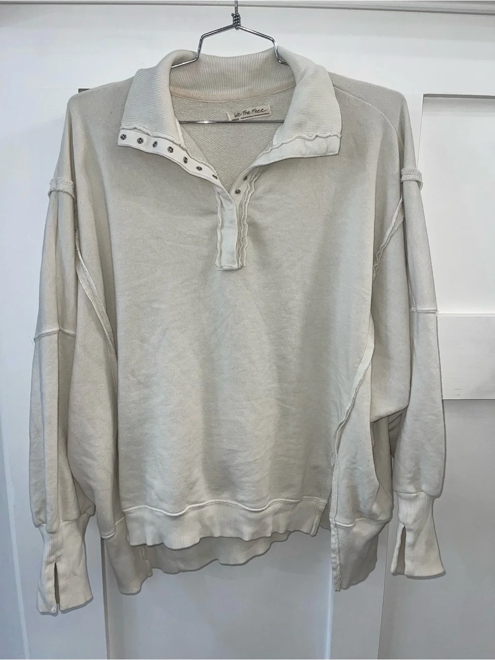 FREE PEOPLE We The Free Camden Henley Sweatshirt Medium OVERSIZED Fit - Picture 5 of 7